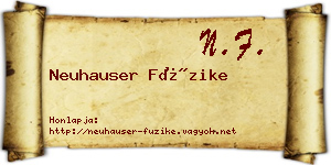 Neuhauser Füzike névjegykártya